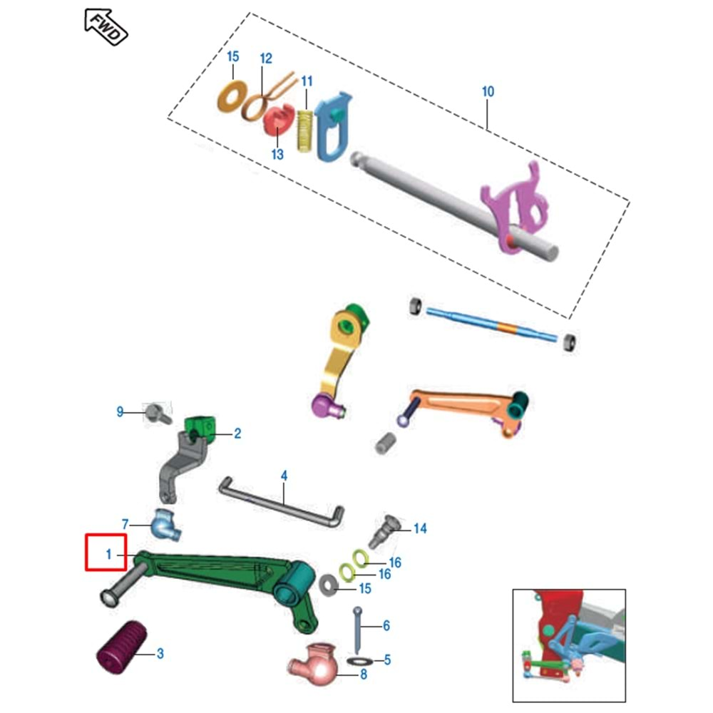 VİTES-PEDAL KOLU PULSAR NS200 EM orj.