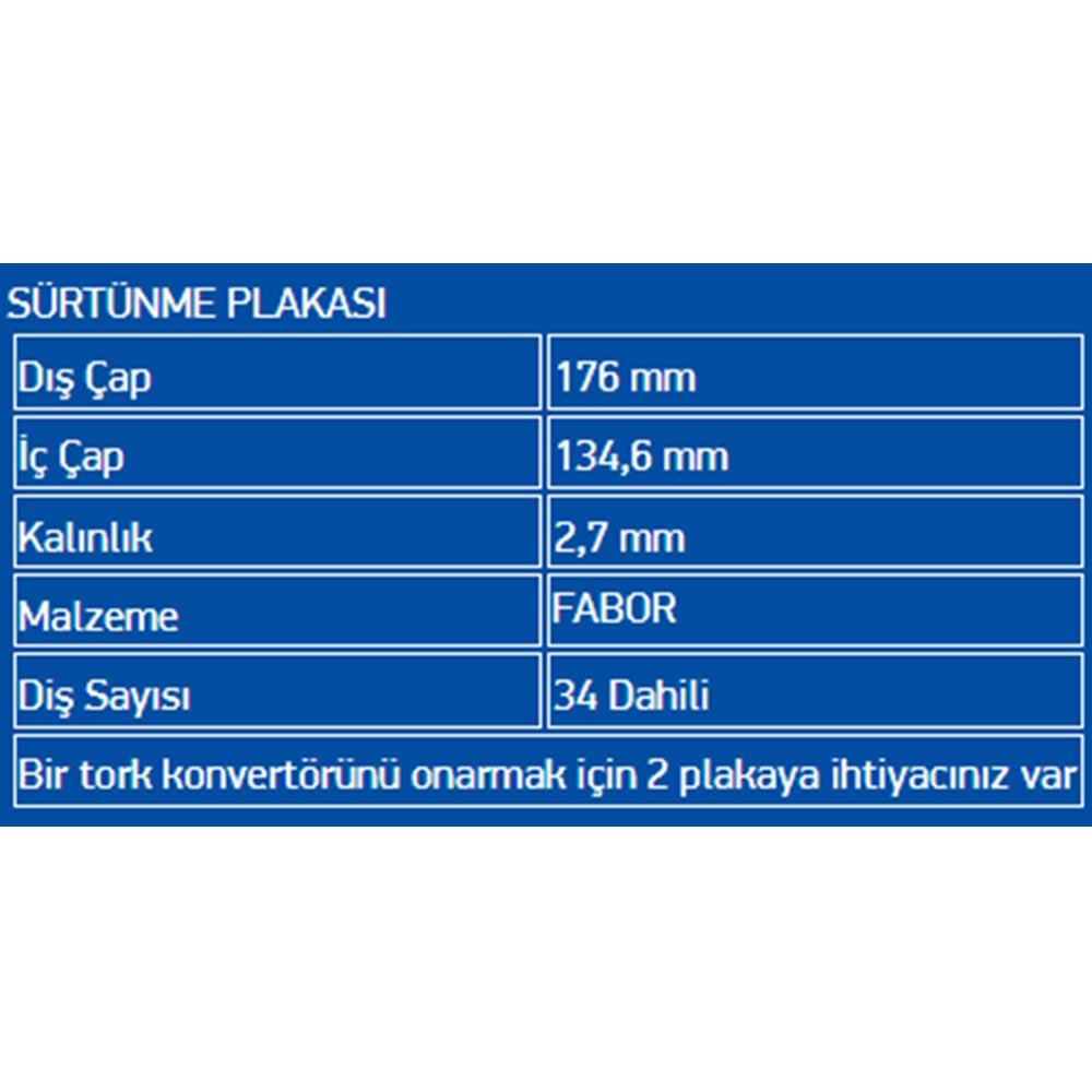 BALATALI ÇELİK PLATE FABOR 722.9 LATE