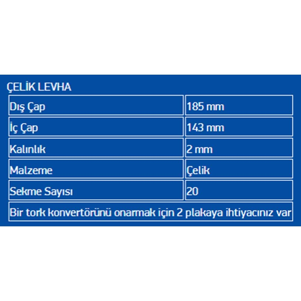 ÇELİK PLATE DIŞ DİŞLİ 722.6, 722.9, 722.9 LATE 2mm