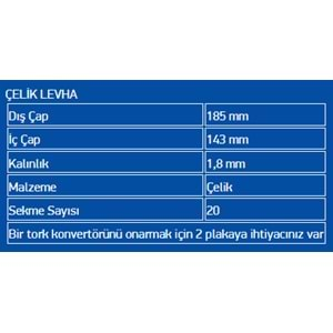 ÇELİK PLATE DIŞ DİŞLİ 722.6, 722.9, 722.9 LATE 1,8mm