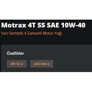 MOTOSİKLET YAĞI MOTRAX SS 10W40 205LT RYMAX